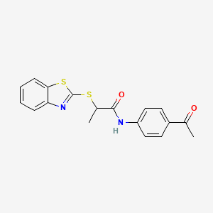 molecular formula C18H16N2O2S2 B4196084 N-(4-acetylphenyl)-2-(1,3-benzothiazol-2-ylsulfanyl)propanamide 