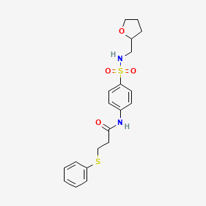 molecular formula C20H24N2O4S2 B4196176 3-(phenylsulfanyl)-N-{4-[(tetrahydrofuran-2-ylmethyl)sulfamoyl]phenyl}propanamide 