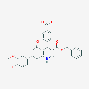 molecular formula C34H33NO7 B419624 Benzyl 7-(3,4-dimethoxyphenyl)-4-(4-(methoxycarbonyl)phenyl)-2-methyl-5-oxo-1,4,5,6,7,8-hexahydroquinoline-3-carboxylate CAS No. 494194-22-8
