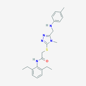 molecular formula C23H29N5OS B419630 N-(2,6-diethylphenyl)-2-{[4-methyl-5-(4-toluidinomethyl)-4H-1,2,4-triazol-3-yl]sulfanyl}acetamide 