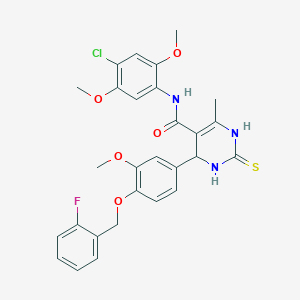 molecular formula C28H27ClFN3O5S B4196367 N-(4-chloro-2,5-dimethoxyphenyl)-4-[4-[(2-fluorophenyl)methoxy]-3-methoxyphenyl]-6-methyl-2-sulfanylidene-3,4-dihydro-1H-pyrimidine-5-carboxamide 