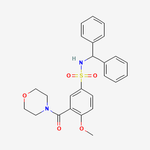 molecular formula C25H26N2O5S B4196428 N~1~-BENZHYDRYL-4-METHOXY-3-(MORPHOLINOCARBONYL)-1-BENZENESULFONAMIDE 