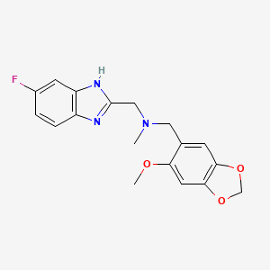 molecular formula C18H18FN3O3 B4196544 1-(6-fluoro-1H-benzimidazol-2-yl)-N-[(6-methoxy-1,3-benzodioxol-5-yl)methyl]-N-methylmethanamine 