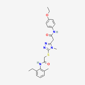 molecular formula C24H29N5O3S B4196620 N-(4-ethoxyphenyl)-2-[5-[2-(2-ethyl-6-methylanilino)-2-oxoethyl]sulfanyl-4-methyl-1,2,4-triazol-3-yl]acetamide 