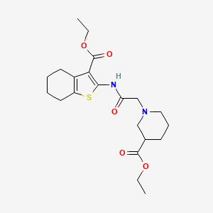 molecular formula C21H30N2O5S B4196629 ETHYL 1-({[3-(ETHOXYCARBONYL)-4,5,6,7-TETRAHYDRO-1-BENZOTHIOPHEN-2-YL]CARBAMOYL}METHYL)PIPERIDINE-3-CARBOXYLATE 
