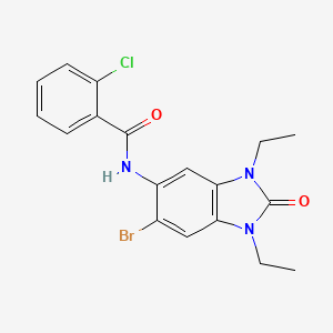 molecular formula C18H17BrClN3O2 B4196701 N-(6-bromo-1,3-diethyl-2-oxo-2,3-dihydro-1H-benzimidazol-5-yl)-2-chlorobenzamide 