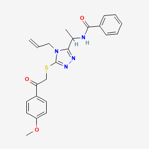 molecular formula C23H24N4O3S B4196758 N-{1-[5-{[2-(4-methoxyphenyl)-2-oxoethyl]sulfanyl}-4-(prop-2-en-1-yl)-4H-1,2,4-triazol-3-yl]ethyl}benzamide 