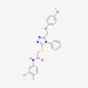 molecular formula C25H23ClN4O3S B419679 N-(3-chloro-4-methylphenyl)-2-({5-[(4-methoxyphenoxy)methyl]-4-phenyl-4H-1,2,4-triazol-3-yl}sulfanyl)acetamide 