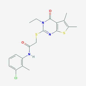 B419694 N-(3-chloro-2-methylphenyl)-2-[(3-ethyl-5,6-dimethyl-4-oxo-3,4-dihydrothieno[2,3-d]pyrimidin-2-yl)sulfanyl]acetamide CAS No. 335399-64-9