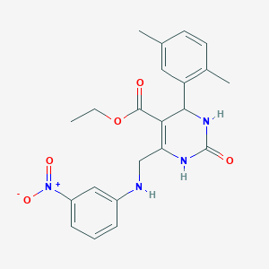 molecular formula C22H24N4O5 B4196949 Ethyl 4-(2,5-dimethylphenyl)-6-{[(3-nitrophenyl)amino]methyl}-2-oxo-1,2,3,4-tetrahydropyrimidine-5-carboxylate 