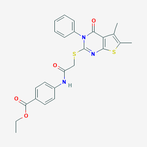 B419699 Ethyl 4-[[2-(5,6-dimethyl-4-oxo-3-phenylthieno[2,3-d]pyrimidin-2-yl)sulfanylacetyl]amino]benzoate CAS No. 335399-76-3