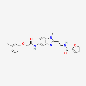molecular formula C24H24N4O4 B4197079 N-(2-{1-METHYL-5-[2-(3-METHYLPHENOXY)ACETAMIDO]-1H-1,3-BENZODIAZOL-2-YL}ETHYL)FURAN-2-CARBOXAMIDE 