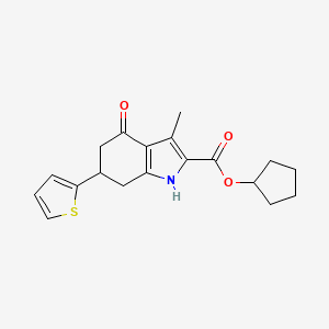 molecular formula C19H21NO3S B4197159 cyclopentyl 3-methyl-4-oxo-6-(thiophen-2-yl)-4,5,6,7-tetrahydro-1H-indole-2-carboxylate 