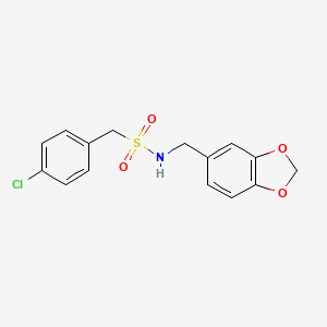 molecular formula C15H14ClNO4S B4197271 N-[(2H-1,3-BENZODIOXOL-5-YL)METHYL]-1-(4-CHLOROPHENYL)METHANESULFONAMIDE 
