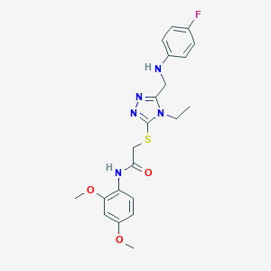 molecular formula C21H24FN5O3S B419731 N-(2,4-dimethoxyphenyl)-2-({4-ethyl-5-[(4-fluoroanilino)methyl]-4H-1,2,4-triazol-3-yl}sulfanyl)acetamide 