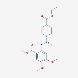 molecular formula C19H26N2O6S B4197311 ETHYL 1-{[4,5-DIMETHOXY-2-(METHOXYCARBONYL)ANILINO]CARBOTHIOYL}-4-PIPERIDINECARBOXYLATE 
