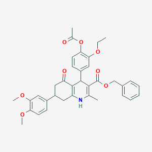 molecular formula C36H37NO8 B419768 Benzyl 4-[4-(acetyloxy)-3-ethoxyphenyl]-7-(3,4-dimethoxyphenyl)-2-methyl-5-oxo-1,4,5,6,7,8-hexahydro-3-quinolinecarboxylate 