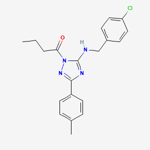 molecular formula C20H21ClN4O B4197692 1-[5-[(4-Chlorophenyl)methylamino]-3-(4-methylphenyl)-1,2,4-triazol-1-yl]butan-1-one 