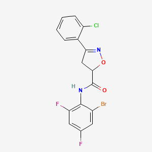 molecular formula C16H10BrClF2N2O2 B4197814 N-(2-bromo-4,6-difluorophenyl)-3-(2-chlorophenyl)-4,5-dihydro-1,2-oxazole-5-carboxamide 