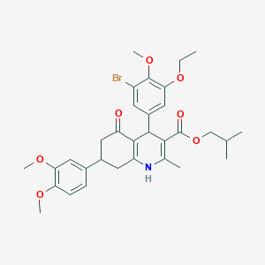 molecular formula C32H38BrNO7 B419788 Isobutyl 4-(3-bromo-5-ethoxy-4-methoxyphenyl)-7-(3,4-dimethoxyphenyl)-2-methyl-5-oxo-1,4,5,6,7,8-hexahydro-3-quinolinecarboxylate 
