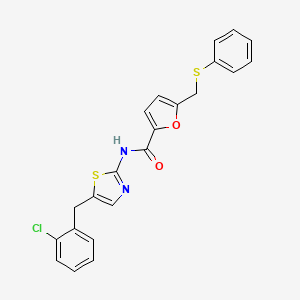 molecular formula C22H17ClN2O2S2 B4198066 N-[5-(2-chlorobenzyl)-1,3-thiazol-2-yl]-5-[(phenylsulfanyl)methyl]furan-2-carboxamide 