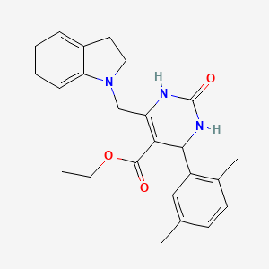 molecular formula C24H27N3O3 B4198121 ETHYL 6-[(2,3-DIHYDRO-1H-INDOL-1-YL)METHYL]-4-(2,5-DIMETHYLPHENYL)-2-OXO-1,2,3,4-TETRAHYDROPYRIMIDINE-5-CARBOXYLATE 