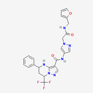 molecular formula C24H22F3N7O3 B4198231 N-(1-{2-[(furan-2-ylmethyl)amino]-2-oxoethyl}-1H-pyrazol-4-yl)-5-phenyl-7-(trifluoromethyl)-4,5,6,7-tetrahydropyrazolo[1,5-a]pyrimidine-3-carboxamide 