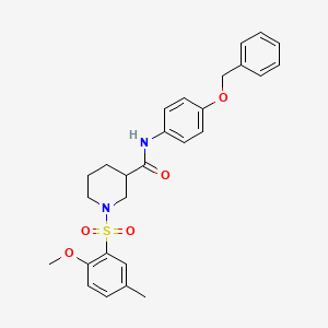molecular formula C27H30N2O5S B4198239 1-(2-methoxy-5-methylphenyl)sulfonyl-N-(4-phenylmethoxyphenyl)piperidine-3-carboxamide 