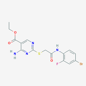 molecular formula C15H14BrFN4O3S B4198249 ETHYL 4-AMINO-2-({[(4-BROMO-2-FLUOROPHENYL)CARBAMOYL]METHYL}SULFANYL)PYRIMIDINE-5-CARBOXYLATE 