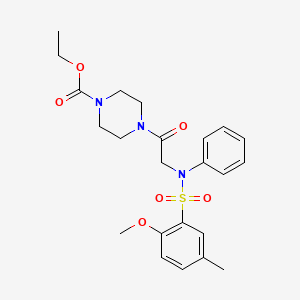 molecular formula C23H29N3O6S B4198536 ethyl 4-{N-[(2-methoxy-5-methylphenyl)sulfonyl]-N-phenylglycyl}-1-piperazinecarboxylate 