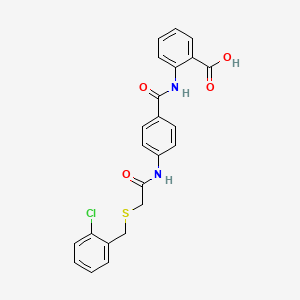 molecular formula C23H19ClN2O4S B4198564 2-({[4-({[(2-Chlorobenzyl)sulfanyl]acetyl}amino)phenyl]carbonyl}amino)benzoic acid 