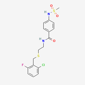 molecular formula C17H18ClFN2O3S2 B4198582 N-{2-[(2-chloro-6-fluorobenzyl)thio]ethyl}-4-[(methylsulfonyl)amino]benzamide 