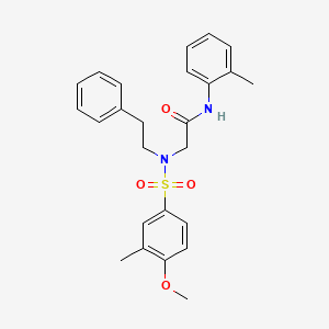 molecular formula C25H28N2O4S B4198594 N-(2-METHYLPHENYL)-2-[N-(2-PHENYLETHYL)4-METHOXY-3-METHYLBENZENESULFONAMIDO]ACETAMIDE 