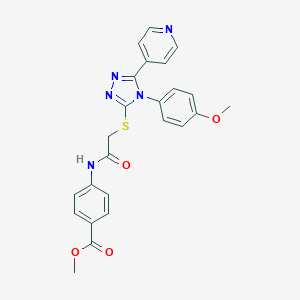 molecular formula C24H21N5O4S B419863 methyl 4-[({[4-(4-methoxyphenyl)-5-(4-pyridinyl)-4H-1,2,4-triazol-3-yl]sulfanyl}acetyl)amino]benzoate 