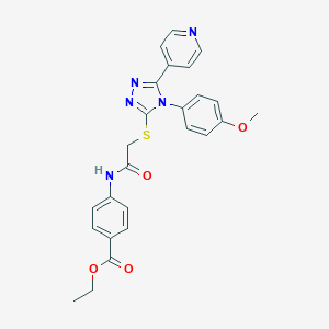 molecular formula C25H23N5O4S B419866 ethyl 4-[({[4-(4-methoxyphenyl)-5-(4-pyridinyl)-4H-1,2,4-triazol-3-yl]sulfanyl}acetyl)amino]benzoate 