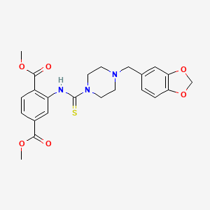 molecular formula C23H25N3O6S B4198663 Dimethyl 2-({[4-(1,3-benzodioxol-5-ylmethyl)piperazin-1-yl]carbonothioyl}amino)benzene-1,4-dicarboxylate 