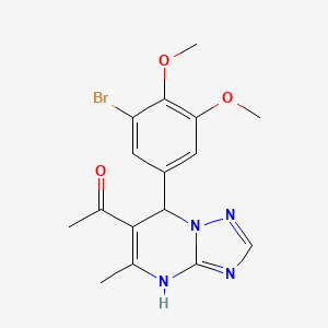 molecular formula C16H17BrN4O3 B4198683 1-[7-(3-bromo-4,5-dimethoxyphenyl)-5-methyl-4,7-dihydro[1,2,4]triazolo[1,5-a]pyrimidin-6-yl]ethanone 