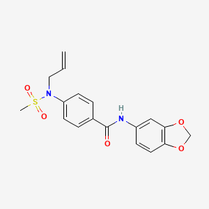 molecular formula C18H18N2O5S B4198737 N-(2H-1,3-BENZODIOXOL-5-YL)-4-[N-(PROP-2-EN-1-YL)METHANESULFONAMIDO]BENZAMIDE 