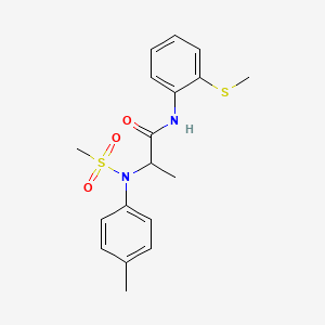 molecular formula C18H22N2O3S2 B4198754 N~2~-(4-methylphenyl)-N~2~-(methylsulfonyl)-N~1~-[2-(methylthio)phenyl]alaninamide 