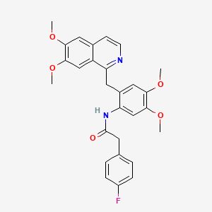molecular formula C28H27FN2O5 B4198759 N-{2-[(6,7-dimethoxy-1-isoquinolinyl)methyl]-4,5-dimethoxyphenyl}-2-(4-fluorophenyl)acetamide 
