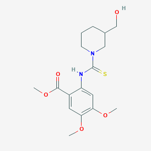 molecular formula C17H24N2O5S B4198908 methyl 2-({[3-(hydroxymethyl)-1-piperidinyl]carbonothioyl}amino)-4,5-dimethoxybenzoate 