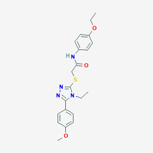 molecular formula C21H24N4O3S B419895 N-(4-ethoxyphenyl)-2-{[4-ethyl-5-(4-methoxyphenyl)-4H-1,2,4-triazol-3-yl]sulfanyl}acetamide CAS No. 333411-55-5