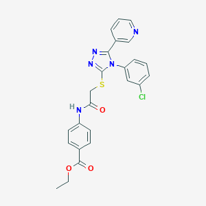 molecular formula C24H20ClN5O3S B419901 ethyl 4-[({[4-(3-chlorophenyl)-5-(3-pyridinyl)-4H-1,2,4-triazol-3-yl]sulfanyl}acetyl)amino]benzoate 