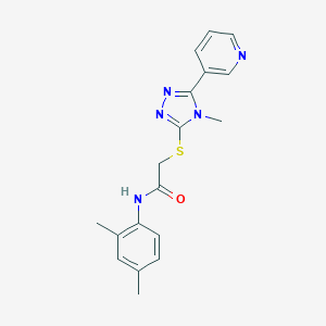 molecular formula C18H19N5OS B419902 N-(2,4-DIMETHYLPHENYL)-2-{[4-METHYL-5-(PYRIDIN-3-YL)-4H-1,2,4-TRIAZOL-3-YL]SULFANYL}ACETAMIDE 