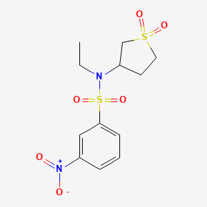 molecular formula C12H16N2O6S2 B4199031 N-(1,1-dioxidotetrahydrothiophen-3-yl)-N-ethyl-3-nitrobenzenesulfonamide 