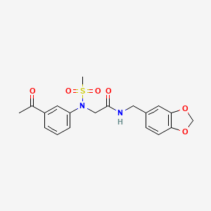 molecular formula C19H20N2O6S B4199038 N~2~-(3-acetylphenyl)-N~1~-(1,3-benzodioxol-5-ylmethyl)-N~2~-(methylsulfonyl)glycinamide 
