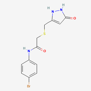 molecular formula C12H12BrN3O2S B4199067 N-(4-bromophenyl)-2-{[(5-hydroxy-1H-pyrazol-3-yl)methyl]thio}acetamide 