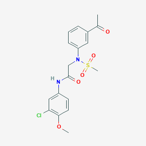 molecular formula C18H19ClN2O5S B4199140 N~2~-(3-acetylphenyl)-N~1~-(3-chloro-4-methoxyphenyl)-N~2~-(methylsulfonyl)glycinamide 