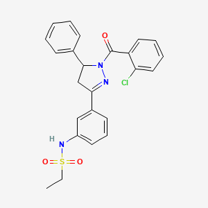 molecular formula C24H22ClN3O3S B4199308 N-{3-[1-(2-chlorobenzoyl)-5-phenyl-4,5-dihydro-1H-pyrazol-3-yl]phenyl}ethanesulfonamide 