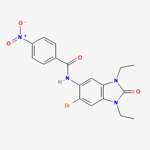 molecular formula C18H17BrN4O4 B4199325 N-(6-bromo-1,3-diethyl-2-oxo-2,3-dihydro-1H-benzimidazol-5-yl)-4-nitrobenzamide 